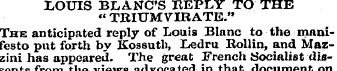 LOUIS BLANC'S REPLY TO THE " TRIUMVIRATE...