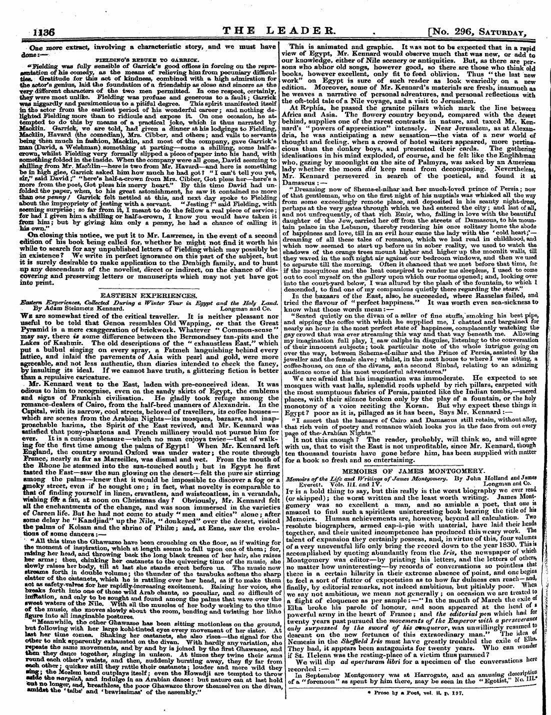 Leader (1850-1860): jS F Y, 2nd edition - 1136 The Leader. . [No. 296, Saturday,