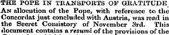THE POPE IN TRANSPORTS OF GRATITUDE An a...