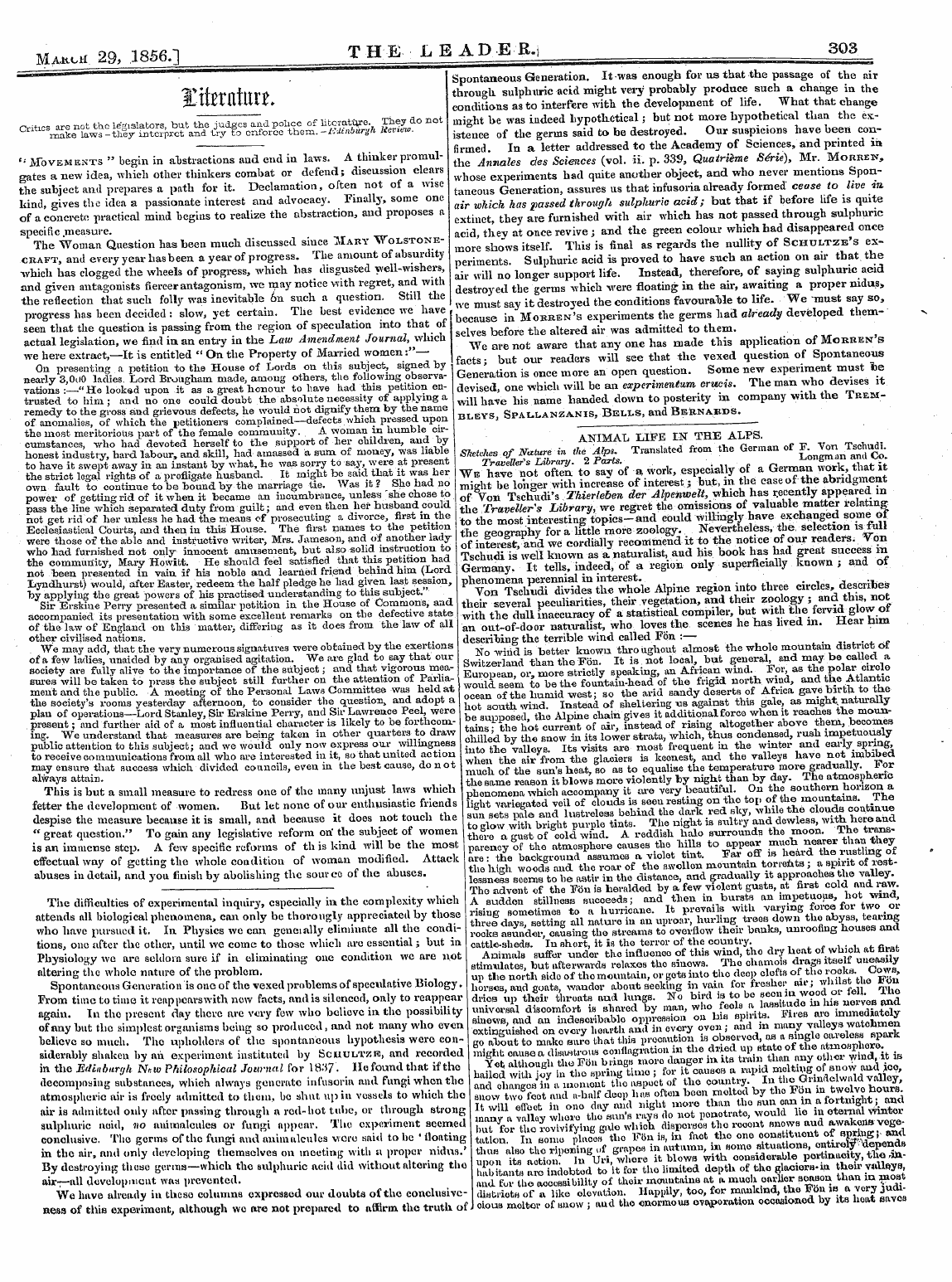 Leader (1850-1860): jS F Y, 2nd edition - Miutch. 29, 1856.]