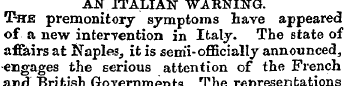 AN ITALIAN WARNING. T-hb premonitory sym...