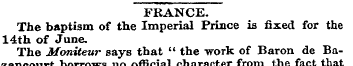 FRANCE. The baptism of the Imperial Prin...