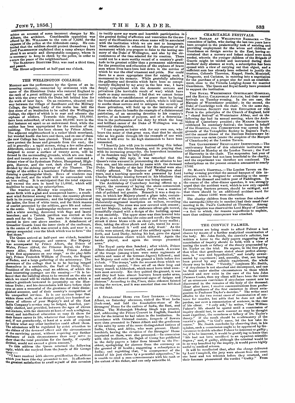 Leader (1850-1860): jS F Y, 2nd edition - June 7, 1856.] The Leader. 533