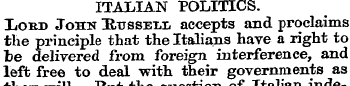 ITALIAN POLITICS. IiOKD John HtjsseIiIi ...