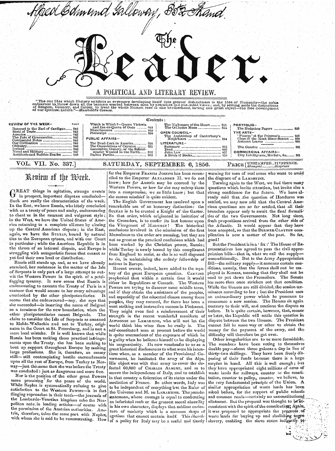 Leader (1850-1860): jS F Y, 2nd edition - . " . • " ¦ ¦ ¦ ¦ ¦ : ¦ ' ' - • -¦¦ • ¦ ...