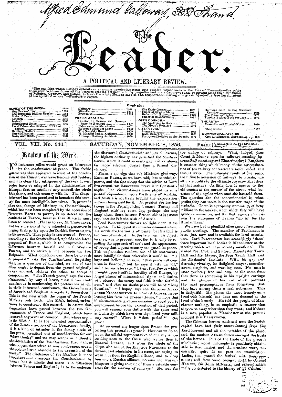 Leader (1850-1860): jS F Y, 2nd edition - ; ¦ '¦' . ' . '" ¦ ¦ ¦ . ¦:; . ¦¦ . ¦ .. ¦ ¦" . - ©Ontttits:: . " ; . ' . \- ' ¦ '' : . ' . . . ¦ ¦ ¦¦ . ¦¦¦ . ¦ -. .. ' ' .. .. ; ¦ . ?He Earl 1071 In The