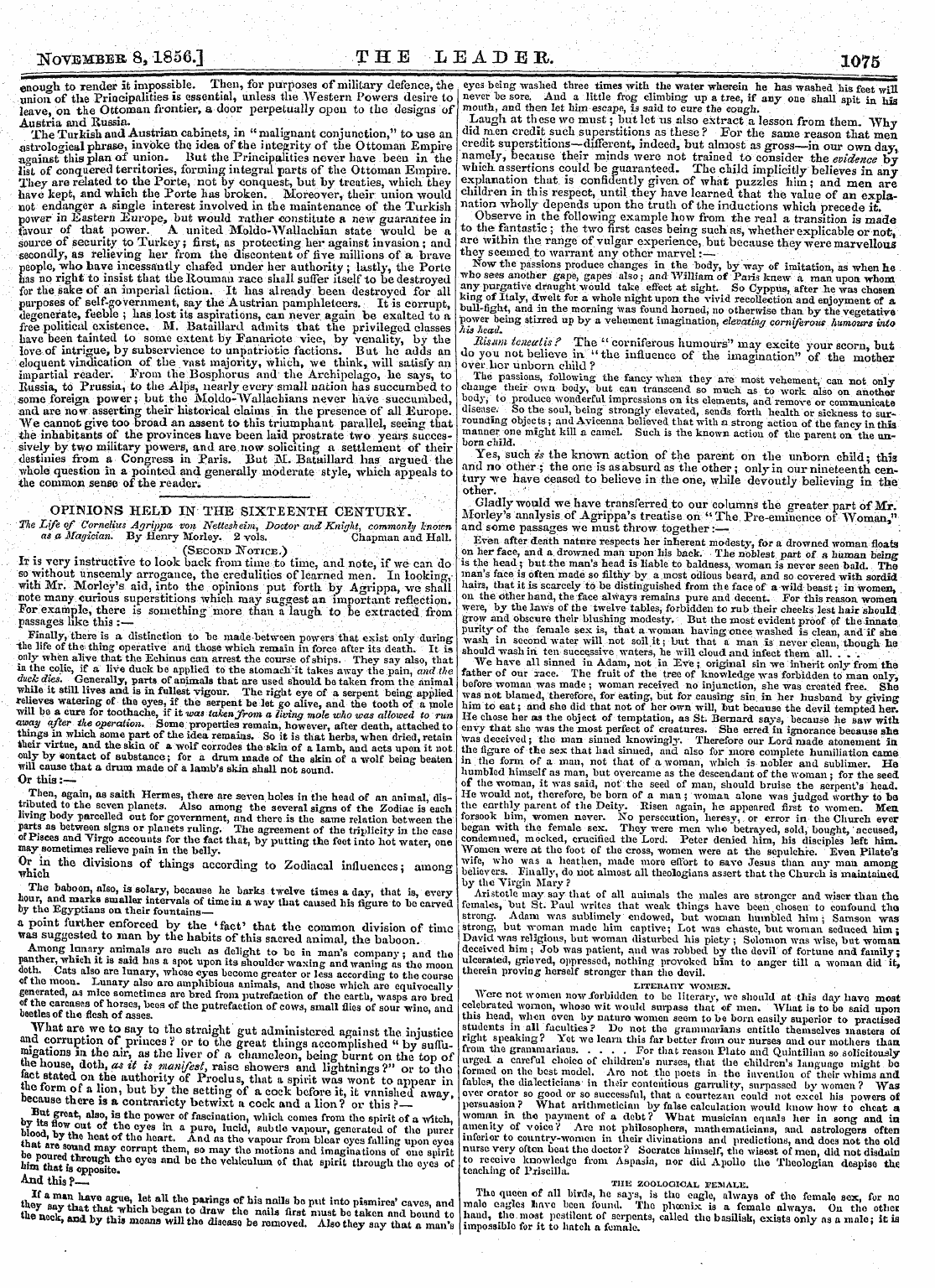 Leader (1850-1860): jS F Y, 2nd edition - November 8,1856.] The Leader. 1075
