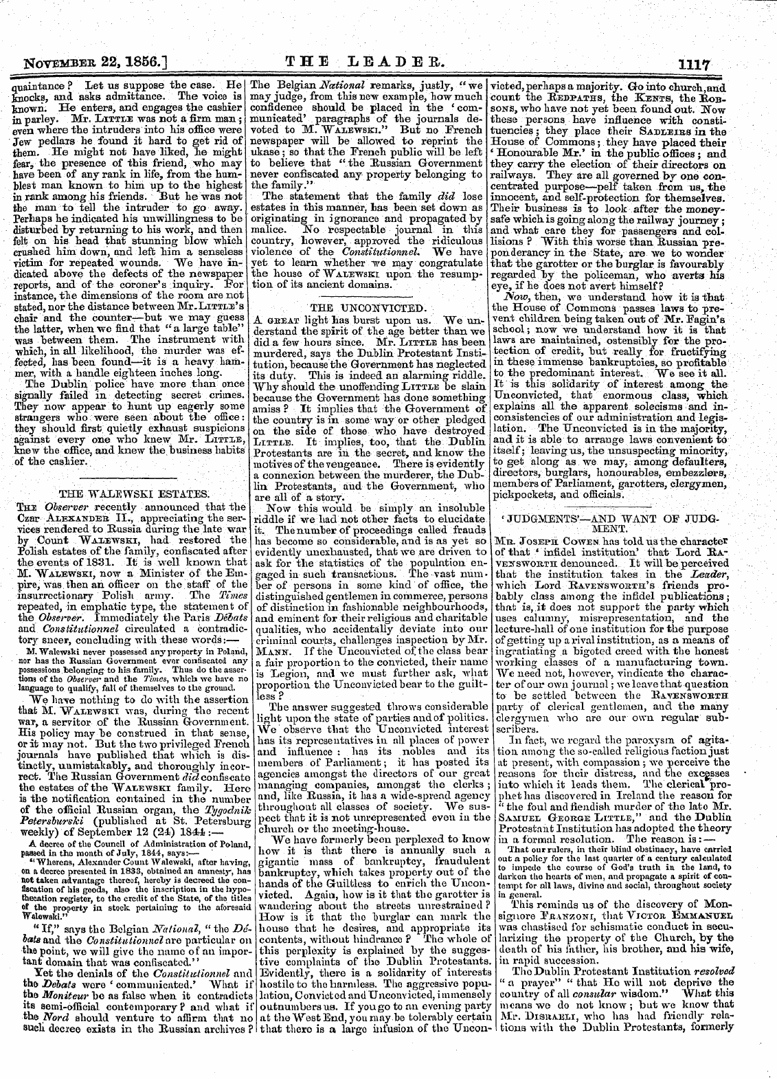 Leader (1850-1860): jS F Y, 2nd edition - November 22,1856.] The Leader. 1117