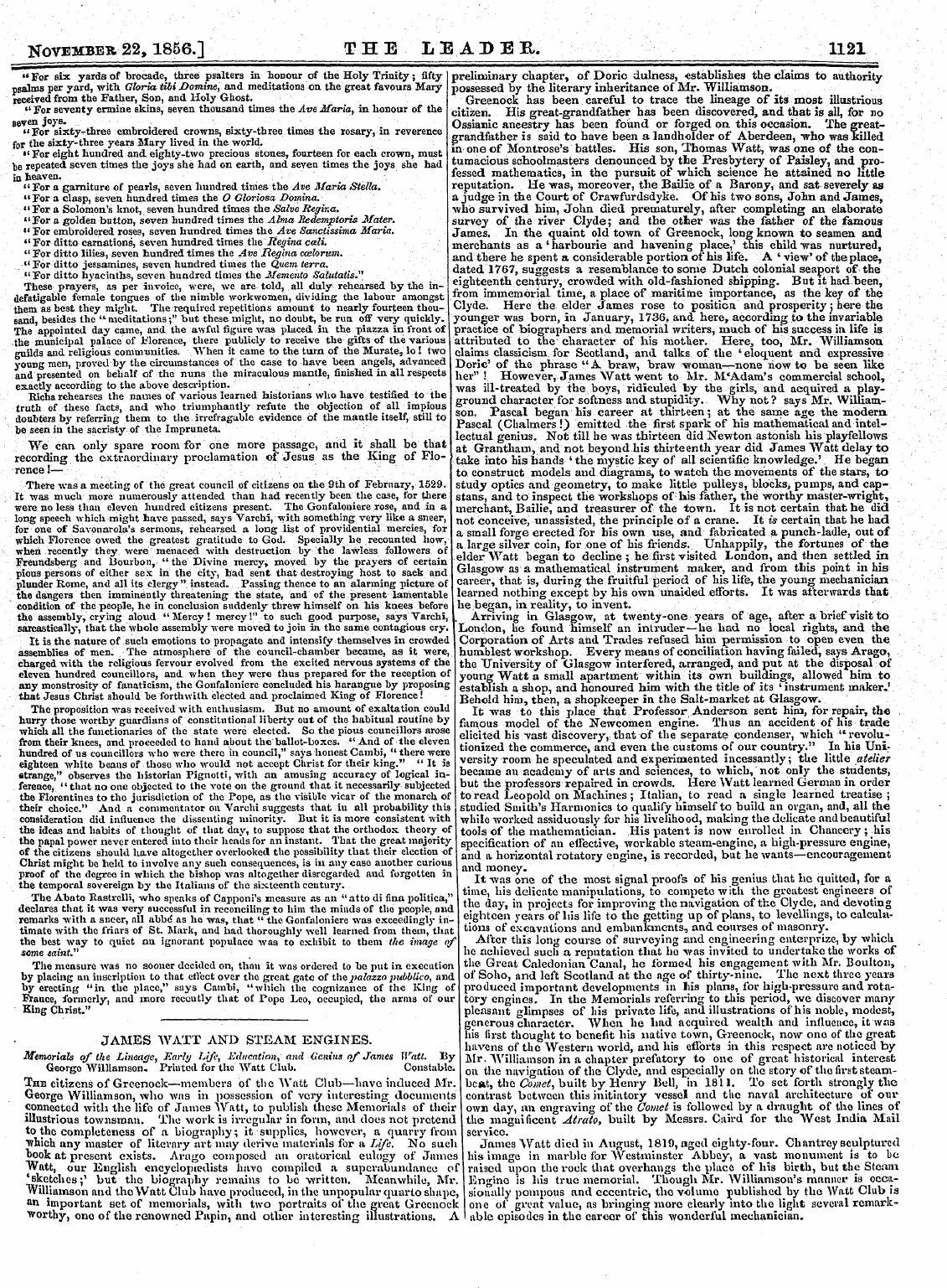 Leader (1850-1860): jS F Y, 2nd edition - November 22,1856.] The Leadee, _ 1121