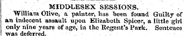 MIDDLESEX SESSIONS. William Olive, a pai...