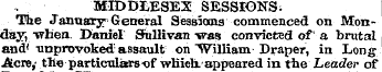 , / MIDDLESEX SESSIONS; The January; Gen...