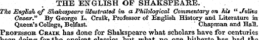 THE ENGLISH OF SHAKSPEARE. , The English...