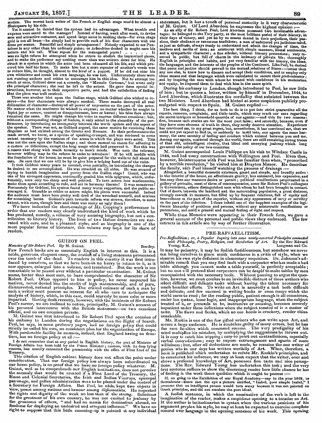 Leader (1850-1860): jS F Y, 2nd edition - January 24y 1857.] The Le Ape It. 89