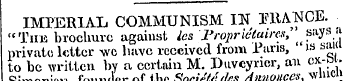 IMPERIAL COMMUNISM IN l?KANCli. . " The ...