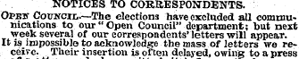 NOTICES TO CORRESPONDENTS. Opes Council....