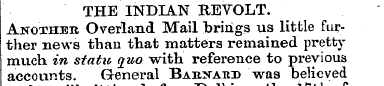 THE INDIAN REVOLT. Another Overland Mail...