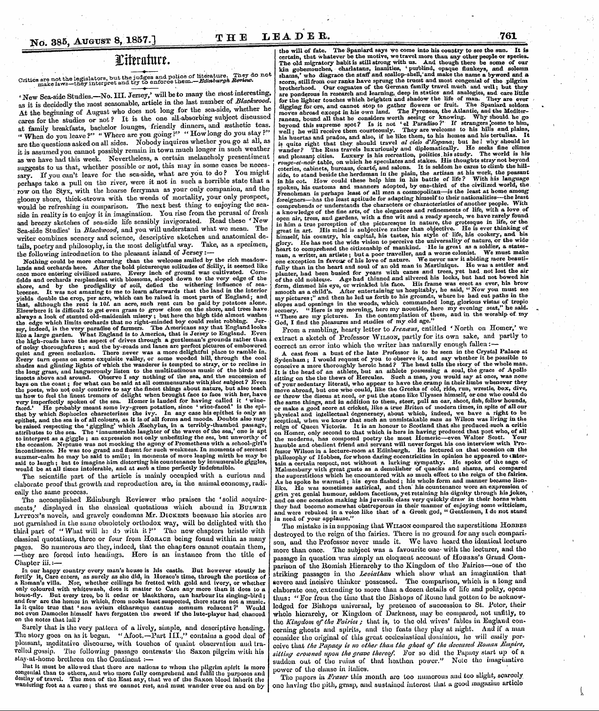 Leader (1850-1860): jS F Y, 2nd edition - No. 385, August 8, 1857.]