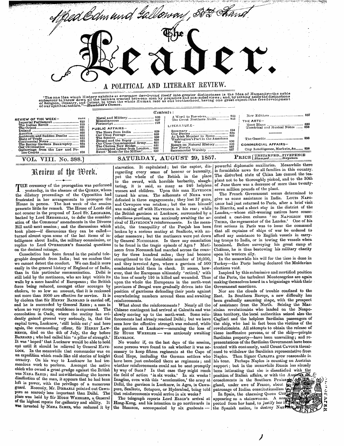 Leader (1850-1860): jS F Y, 2nd edition - ^ , £ . &Lt;\\*&Gt; \ J| \^Ui0lu 0t Tjjt Ix^^It^ ¦ •