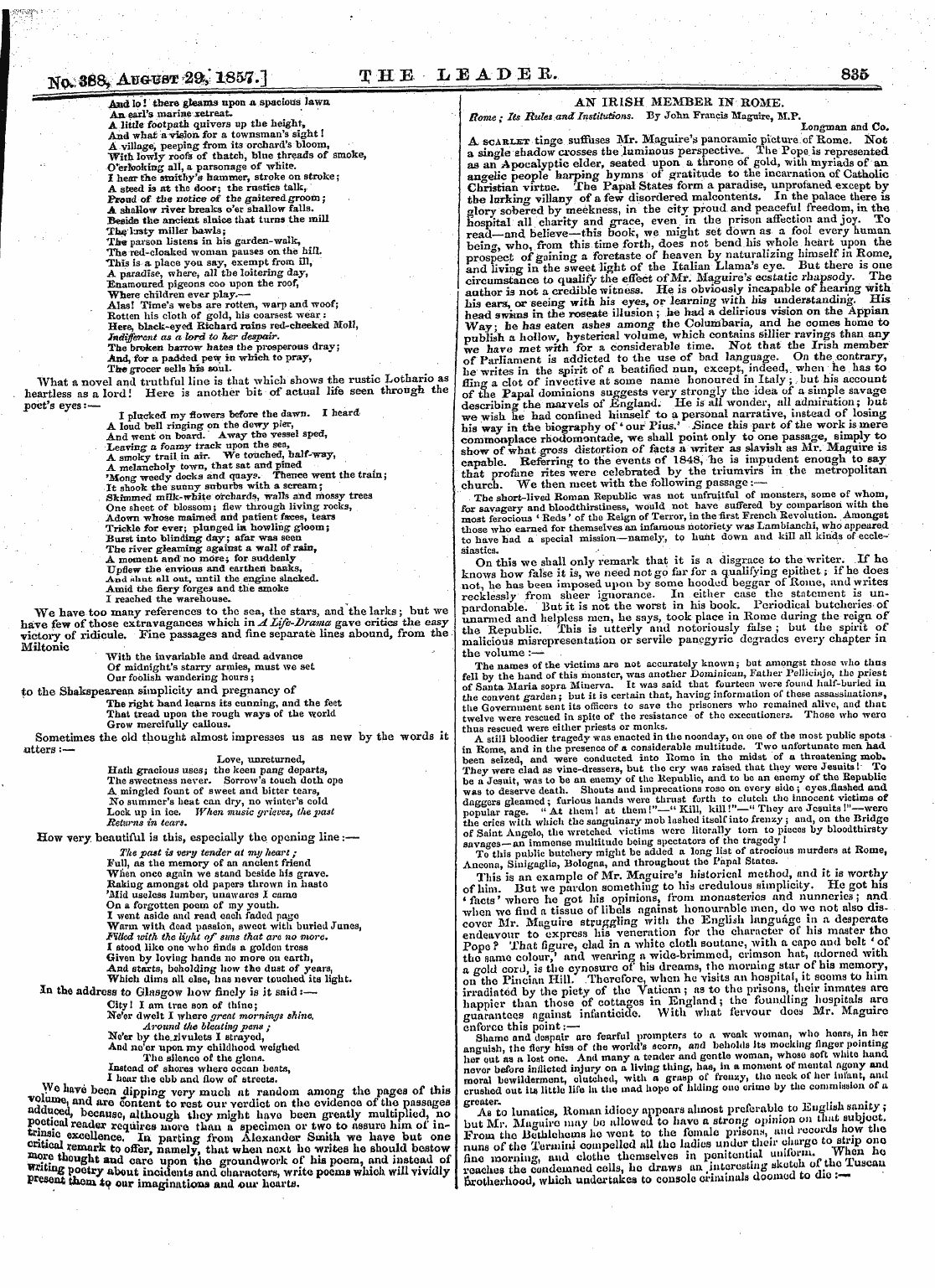 Leader (1850-1860): jS F Y, 2nd edition - Tsro^B88. Ahg^8t^165^.] The Leader, 835