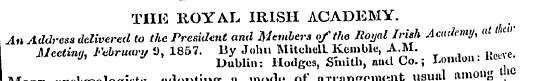THE 11OYAL IRISH ACADEMY. An Address del...