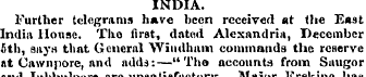 INDIA. Further telegrams have been recei...