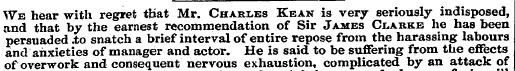 We hear with regret that Mr. Charles Kea...