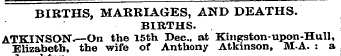 BIRTHS, MARRIAGES, AND DEATHS. BIRTHS. A...