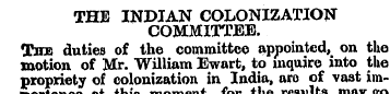 THE INDIAN COLONIZATION COMMITTEE. The d...
