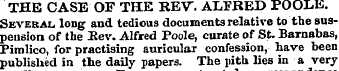 THE CASE OF THE REV. ALFRED POOLE. Sever...