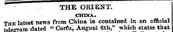 THE ORIENT. CHINA. The latest news from ...