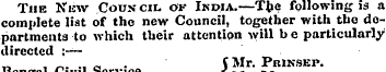 The New Council of India.—The following ...
