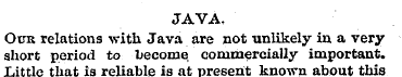 JAVA. Ocr relations with Java are not un...