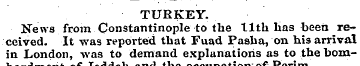 TURKEY. News from Constantinople to the ...