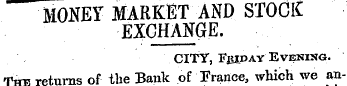 MONEY MARKET AND STOCK EXCHANGE. CITY, F...