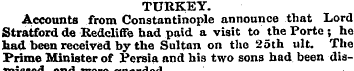 TURKEY. Accounts from Constantinople ann...