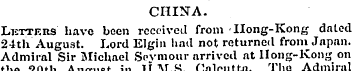 CHINA. Letters' have been received from ...
