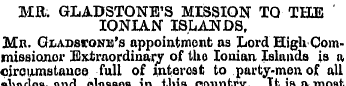 MR. GLADSTONE'S MISSION TO THE IONIAN IS...