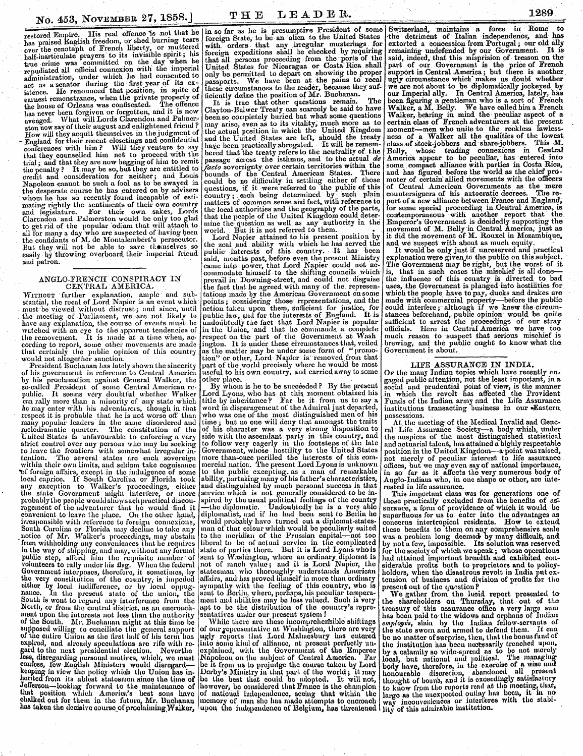 Leader (1850-1860): jS F Y, 2nd edition - T*O. 453. Novembeb 27, 1868.1 T H E !L I...