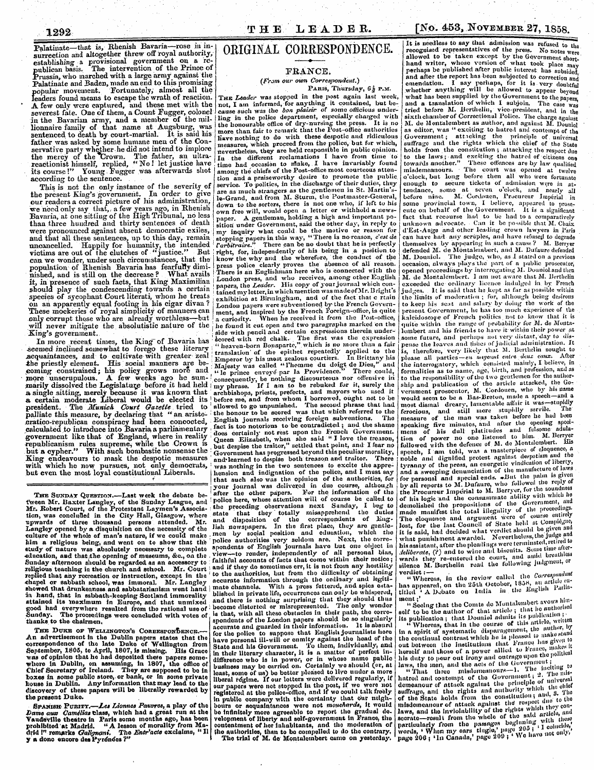 Leader (1850-1860): jS F Y, 2nd edition - Original Correspondence.