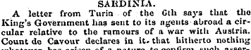 SARDINIA. A letter from Turin of the Gth...