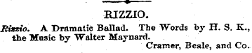 » RIZZIO. Riazio. A Dramatic Ballad. The...