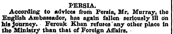 PERSIA. According to advice* froth Persi...
