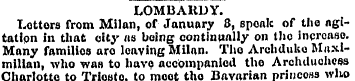 LOMBAttDY. Letters from Milan, of Januar...