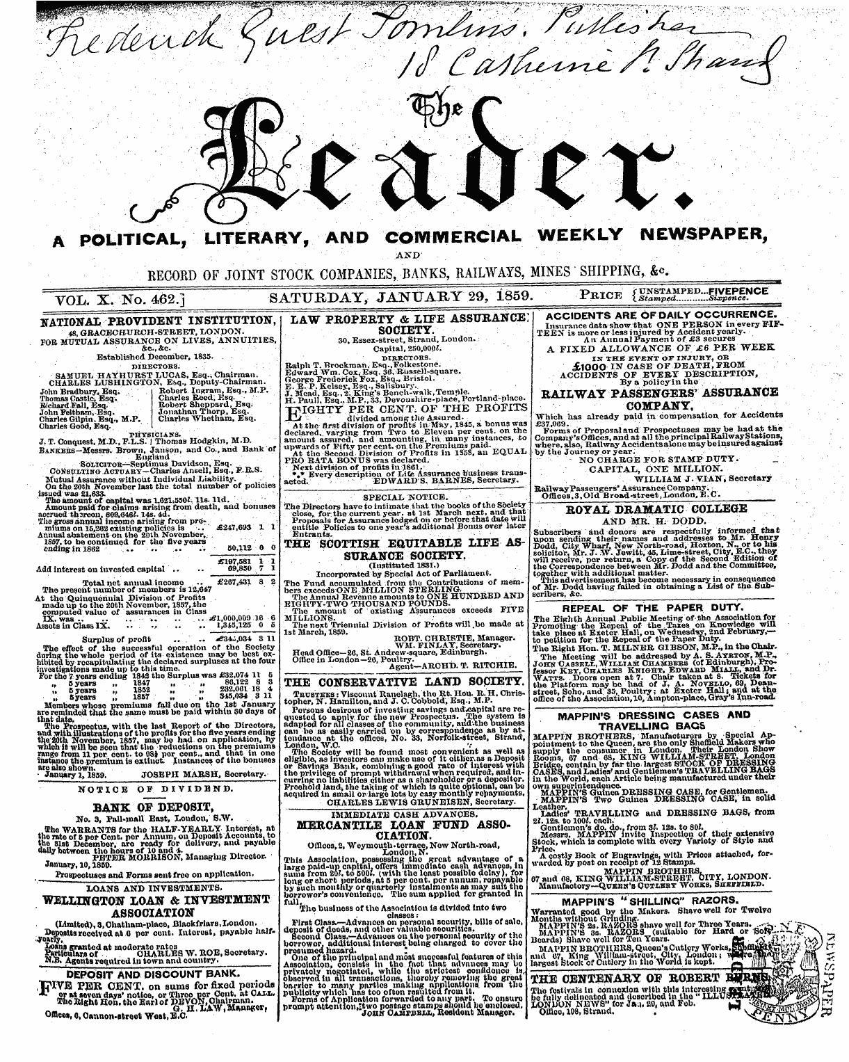Leader (1850-1860): jS F Y, 2nd edition - Ad00115