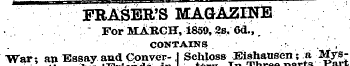 FRASBE'S MAGAZINE ~ For MARCH, 1859,28,6...