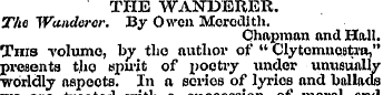THE WANDERER. Tho Wundarcr. By Owen Mere...