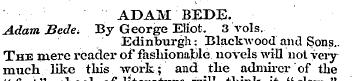 ADAM BEDE. Adam Bede. By George Eliot. 3...