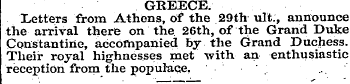 GREECE. Letters from Athens, of the 29th...