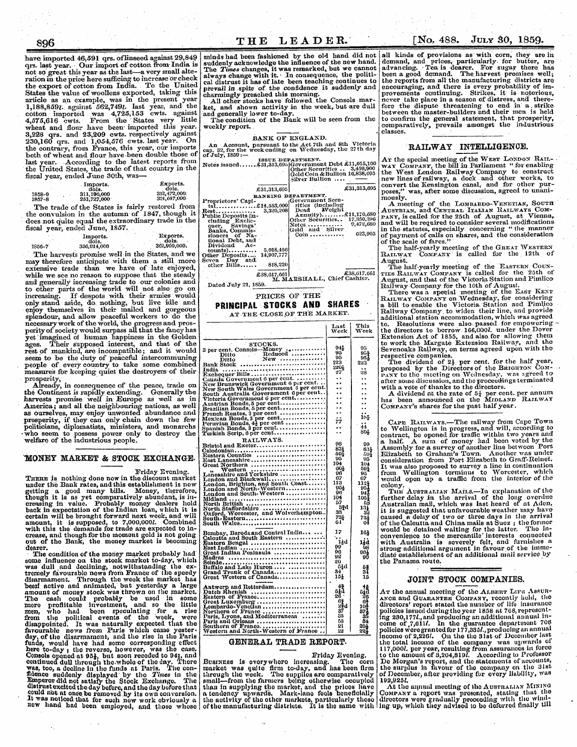 Leader (1850-1860): jS F Y, 2nd edition - 896 The Leader. [Ho, 488. July 30, 1859.