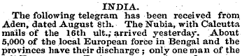 INDIA. The following telegram has been r...